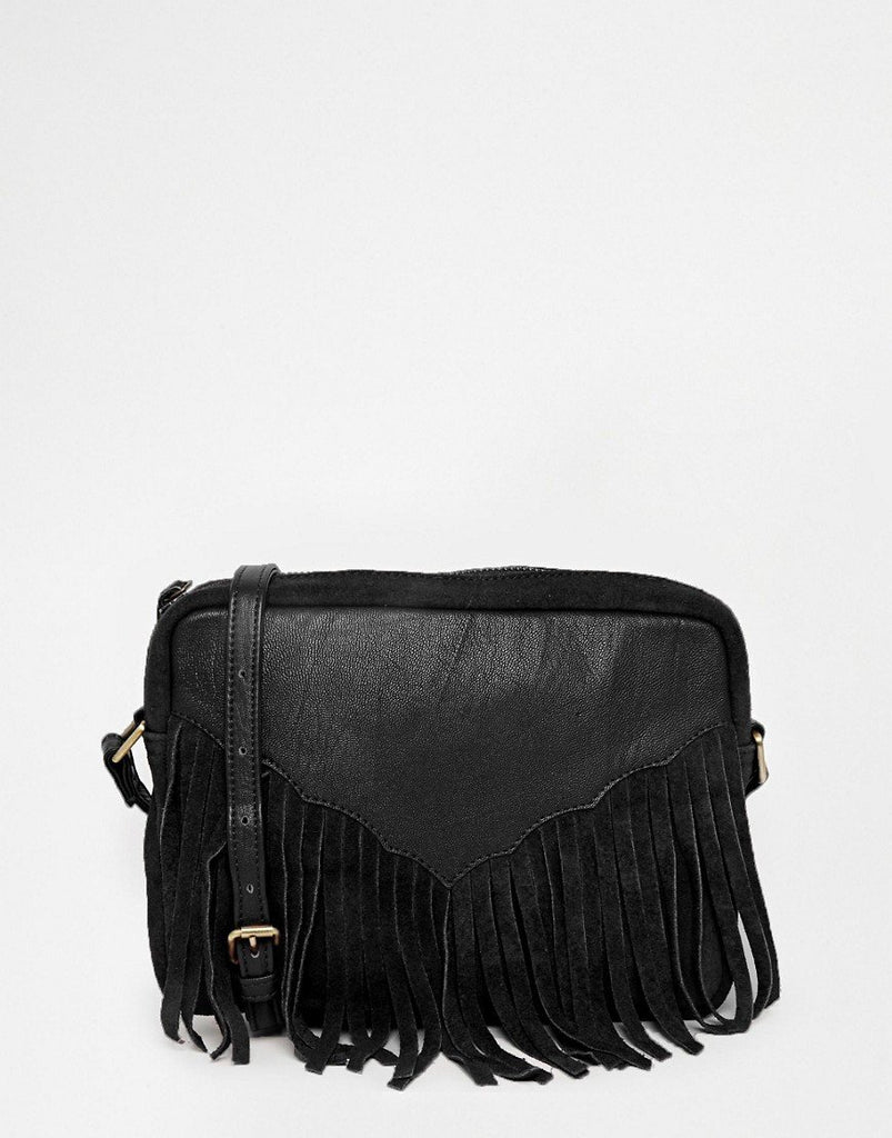 Western Tassel Suede And Leather Cross Body Bag
