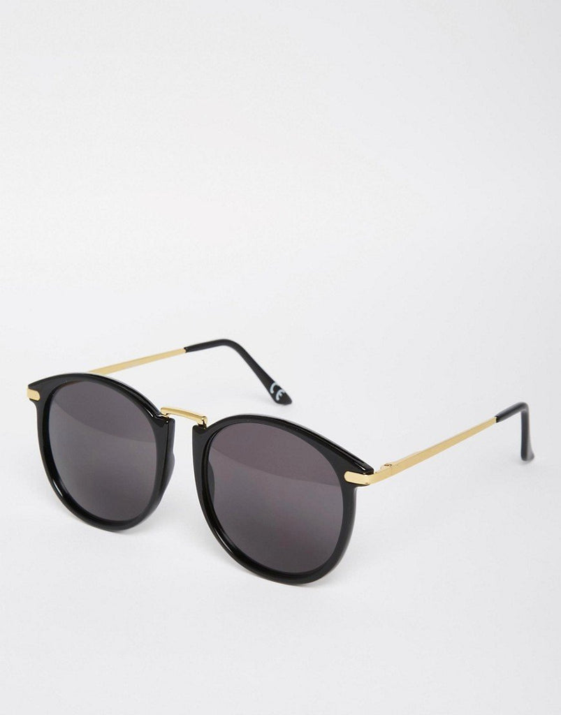 Oversized Round Sunglasses With Fine Metal Nose Bridge