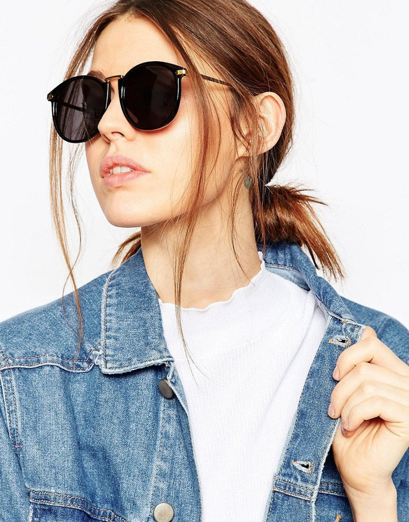 Oversized Round Sunglasses With Fine Metal Nose Bridge
